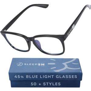 Blue Light Blocking & Light Sensitivity Glasses - 8 Lens Types for Comfort, Relaxation, Sleep & Relief - 50+ Styles (11. Black)