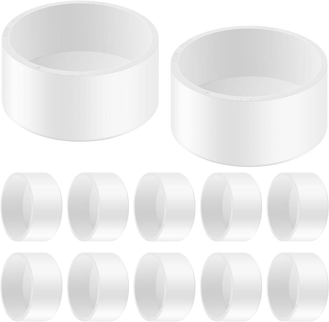 10 Packs 4 Inch PVC Pipe End Cap, Fits 4.5 OD Schedule 40 Furniture Grade, Heavy Duty Slip-on Caps for DIY Furniture, Garden Shelf, White