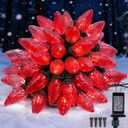 Ucutely C9 LED Christmas Lights Outdoor,33 Feet 50 LED 8 Lighting Modes Waterproof Connectable Christmas String Lights for Outside Roofline Patio Home Xmas Decorations (Red)