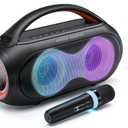 Portable Karaoke Machine for Adults with 2 Wireless Microphones, 200W Peak Bluetooth Speaker, 5 Magic Voice Effects, RGB Party Lights, TWS, AUX/USB/TF, for Kids, Adults & Outdoor Party Fun