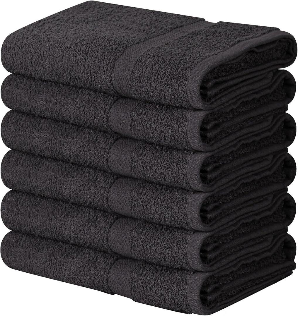 Towel and Linen Mart 100% Cotton Grey 6 Pack Medium Bath Towel Set, Quick Dry, Super Absorbent, Light Weight, Soft Feel, Premium Towels for Hotel, Spa and Bathroom (24 X 48 6 Pack, Grey)