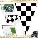Gersoniel 5 Pcs Green and Purple Monster Truck Banner Decorations Green Purple Checkered Paper Pennant Garlands Monster Truck Hanging Triangle Flags for Car Theme Birthday Party Decor