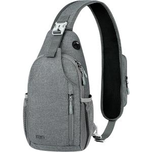 Voova Crossbody Sling Backpack Sling Bag for Men Women, Travel Hiking Chest Bag Daypack, Small over the Shoulder Backpack, Gray