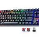 Redragon Wireless Gaming Keyboard, BT/2.4Ghz Tri-Mode Mechanical Keyboard with Aluminum Pannel, Hot-Swap Red Switch, Programmable 87 Keys TKL, LED Rainbow Backlit - K552-KRS (Black)