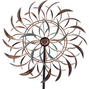 VEWOGARDEN Large Outdoor Metal Wind Spinners, 360 Degrees Swivel Wind Sculpture Yard Art Decor for Patio, Lawn & Garden 66 * 15.8 Inches (Brown(16 Inch))