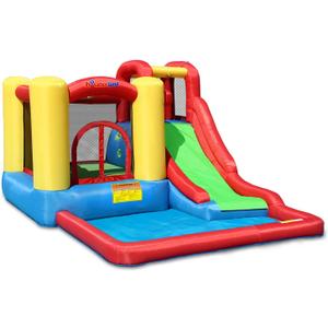 Bounceland Jump and Splash Adventure Bounce House or Water Slide All in one, Large Pool, Fun Bouncing Area with Basketball Hoop, Long Slide with Climbing Wall, UL Certified Blower Included