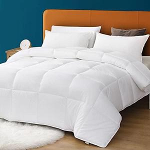 Oaken-Cat 100% Cotton Cover Down Alternative Comforter Queen - All Season Ultra-Soft Skin-Friendly Cloud Breathable Microfiber Comforter Duvet Insert (88x88, White)
