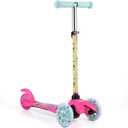 Self Balancing Kick Scooter with Light Up Wheels, Extra Wide Deck, 3 Wheel Platform, Foot Activated Brake, 75 lbs Limit, Kids & Toddlers Girls or Boys, for Ages 3 and Up (Barbie)