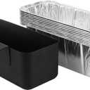 Griddle Grease Catcher with 10 Pack Disposable Aluminum Foil Grease Cup Liners for Blackstone Griddle Accessories Griddle Drip Pans Grease Trap for Blackstone 28 36 inch