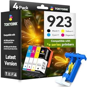 923 Ink Cartridges Combo Pack Replacement for HP 923 Ink Cartridges Work for OfficeJet Pro 8120 8122 8122e 8123 8124 8125 8130 8132 8134 8135e 8138e 8139e Printer Without Chip (4 Pack)