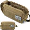 PAVILIA Tactical Toiletry Bag for Men, Travel Hygiene Bag, Military Gear Dopp Kit, Water Resist Molle Accessories Pouch, Mens Shaving Essentials, Gym Bathroom Shower Small Toiletries Tool EDC, Tan (Large)