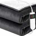 Electric Blanket Heated Throw, Soft Flannel 50"x60" Heating Blanket with 8 Hours Auto Off 10 Fast Heating Levels Machine Washable Sherpa Heated Blanket with Overheating Protection (Gray)