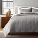 EVERGRACEHOME Cotton Sateen Quilt Set, King Size, Fog Gray
100% Cotton, Channel Stitch Coverlet Bedspread, Pre-Washed Lightweight Soft Bedding Set for All Season, 3 Piece, with 2 Shams
