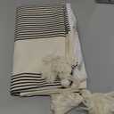 Hofdeco Modern Boho Moroccan Indoor Outdoor Body Lumbar Pillow Cover Only for Bed, Backyard, Couch, Sofa, Black White Stripe Tassels, 12"x40"