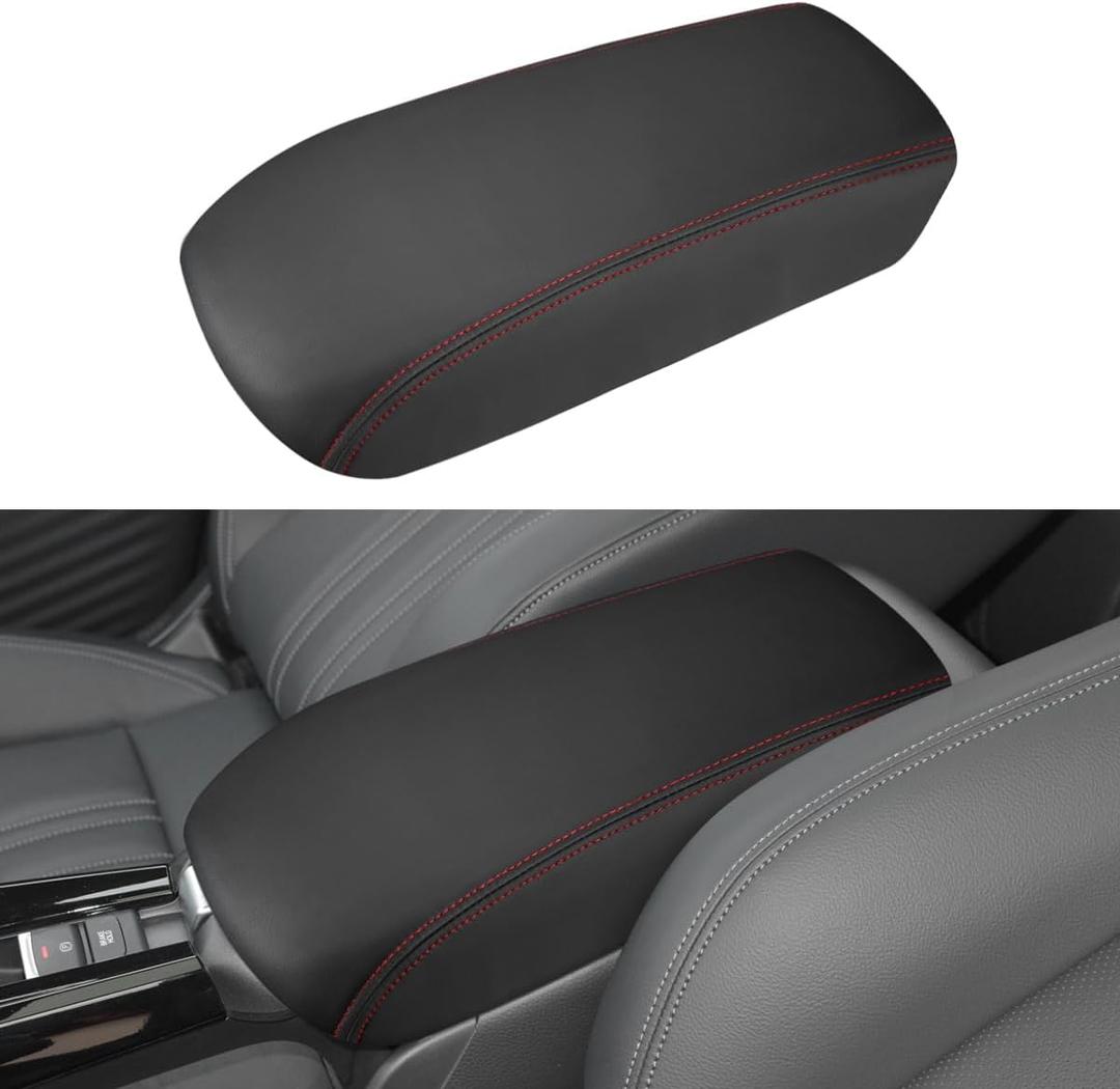 INTGET Center Console Cover for 2026 Honda HRV/HR-V Accessories 2023 2024 2025 Leather Car Armrest Arm Rest Box Lid Middle Console Seat Cover Protector (Red Stitches, 2023+)