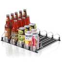 JUNMEI Drink Organizer for Fridge,12oz 16oz 20oz - Soda Can Dispenser for Refrigerator, Width Adjustable, Automatic Pusher Glide (Black, 15" D 5ROW, Holds 25 Cans)