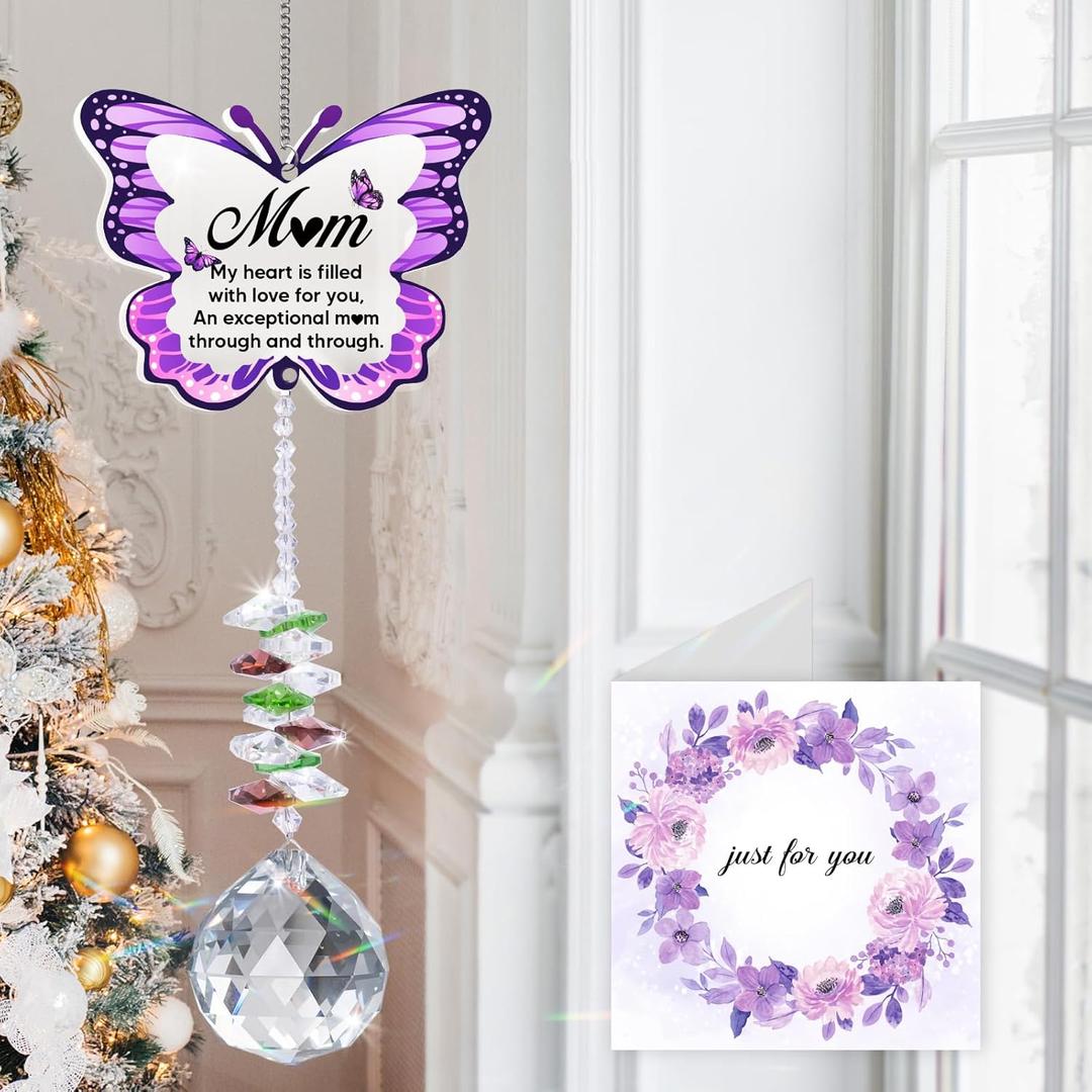 Gifts for Mom, Mom Birthday Gifts, Birthday Gift for Moms, Moms Gift from Daughter Son, Best Mommy Ever Present for Mothers Day Christmas Ideas Unique, Mother Presents Butterfly Suncatcher