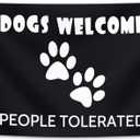 Dog Welcome Flag3x5FT, Fun slogan - Polyester material with two brass grommets, sturdy and durable, Outdoor decorative flag - Perfect for garden terraces and activities