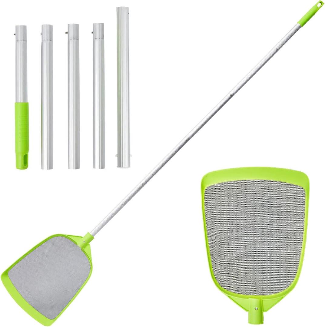 Pool Skimmer Net- Total Length 72 inches Rake with Pole,Accessories for Cleaning Inground/Above Ground Swimming Pool, Pond,Spa and Hot Tub Leaf Debris (Regular Mesh)