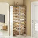 Collapsible Shoe Rack Organizer 9 Tiers-36 Pairs Foldable Shoe Cabinet with Doors, Large Plastic Folding Shoe Cabinet, Easy Assembly Shoe Shelves Organizer for Entryway, Living Room