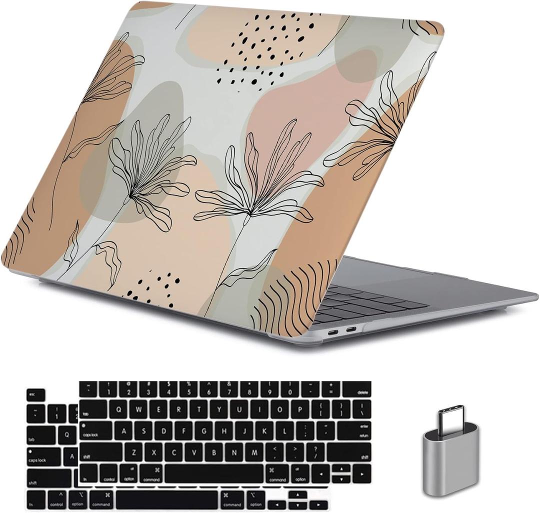 LanBaiLan Compatible for MacBook Pro 13 inch with Touch Bar 2022 2020 2019 2018 2017 2016 Release M1 M2 A2338 A2289 A2251 A2159 A1989 A1706 A1708, Laptop Hard Case & Keyboard Cover, Aesthetic Flower