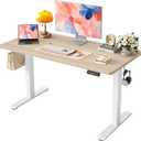 TIQLAB Electric Standing Desk, 47 * 24 Inches Adjustable Height Stand up Desk,Sit Stand Home Office Table with Splice Board, Light Walnut