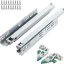 16 Inch Soft Close Undermount Drawer Slides, Ball Bearing Full Extension Bottom/Under Mount Slow Close Cabinet Drawer Hardware-1 Pair, 100 LB