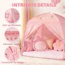 Sumbababy Large Teepee Tent for Kids: with Star Lights - Tent Indoor Kids Teepee Tent for Boys & Girls - Kids Play Tent Inside Canopy Bed for Playroom Gift Toys (Pink)