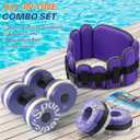 Sportneer Aquatic Exercise Equipment Water Aerobics Combo Set Includes High Density Water Weights Dumbbell Aqua Belt Water Ankle Weights for Pool Exercise Aquatic Therapy Pool Fitness Water Exercise