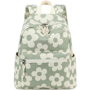 Bluboon Mini Backpacks for Girls 13" Toddler Backpack Purse School Bookbag Kawaii Backpack Women (Beige Flower Green Background)