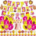 2 x Softball Birthday Party Decorations, Softball Theme Party Supplies including HAPPY BIRTHDAY Banner, Caketoppers Balloons for Girls Birthday Party