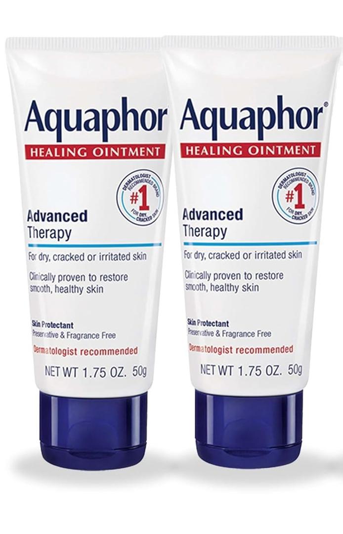 Aquaphor Advanced Therapy Healing Ointment, Hypoallergenic, Fragrance Free Body Moisturizer for Dry Skin and Minor Wound Care, Travel Size Skin Care Set, 1.75 Oz Tube, Pack of 2