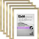 Americanflat 12x16 Picture Frame with Polished Plexiglass - Set of 5 - Use as 8.5x11 Frame with Mat or 12x16 Frame Without Mat - Galleria Collection - Gallery Wall Frame Set for Wall Display - Gold