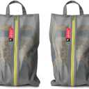 Pack All Shoe Bag for Travel, Water-Resistant Shoe Pouch for Gym, Odor-Resistant Soccer Cleats Bag for Sport (Grey, 2-Pack)