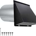 6 Inch Hooded Wall Vent with Screen and Damper,6 Inch Wall Exhaust Vent Cover Dryer Ventilation Cap Exterior for Kitchen Range Hood Air Exhaust,External Extractor w/Non Return Flap,Galvanized Steel (Black)