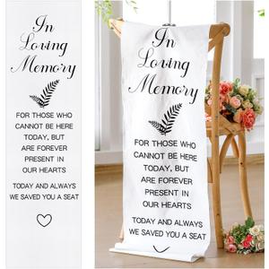 Yousoontic Memorial Wedding Chair Sign for Ceremony Wedding Memorial Sign 14 x 49 Inch Save a Seat for Someone in Heaven Linen Reserved Decorations(in Loving Memory)