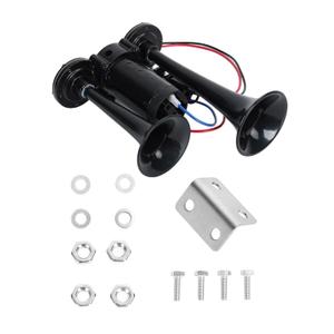 600DB Super Loud Train Horns, 12V Waterproof Air Horns Replacement Kit, Car Air Electric Double Horns With Compressor, Automotive Accessories Universal for Car, Motorcycle, Truck, Bike, Boat Black (2