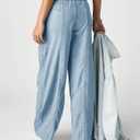 Mafulus Women's Wide Leg Jeans Elastic High Waisted Baggy Jeans Loose Fit Seemed Front Denim Pants (Blue, S)
