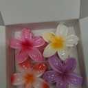 Flower Claw Clip 4Pack Hair Clips for Women Large Claw Clips Non Slip Hawaiian Flower Hair Clips for Thick Hair Cute Clips Strong Hold Plumeria Flower Clip for Summer Holiday