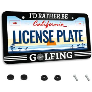 I'd Rather Be Golfing License Plate Frame Funny Golf License Plate Frames for Car Decorative Parts Stainless Steel License Plate for Standard Us Canada License Plate Holder Unisex 12x6 Inch