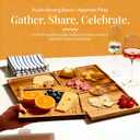 Acacia Wood Charcuterie Boards, Set of 4, Interlocking Serving Tray with Storage Box, Party Appetizer Tray with Handles, Ideal Wine Gifts & Accessories