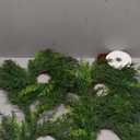 Luinabio 6 Pcs Small Christmas Norfolk Wreaths Evergreen 12.6 Inch Christmas Kitchen Cabinet Mini Wreaths Real Touch with Bow and Burgundy Ribbon for Xmas Front Door Window Home Table Pillar Decor