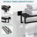 Double Towel Bar, 24 Inch Towel Racks for Bathroom Wall Mounted, Bathroom Towel Rack, Towel Rack with Shelf, Stainless Steel Hand Towel Hanger, Bath Towel Holder for Wall, Black