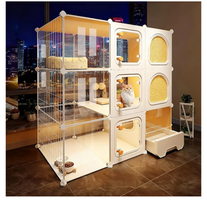 Transparent Indoor Cat Cage with Litter Box Multi-Tier Cat Enclosure Detachable Pet Playpen with Platforms, Ideal for 1–3 Cats, Small Animals(105 * 45 * 105cm)