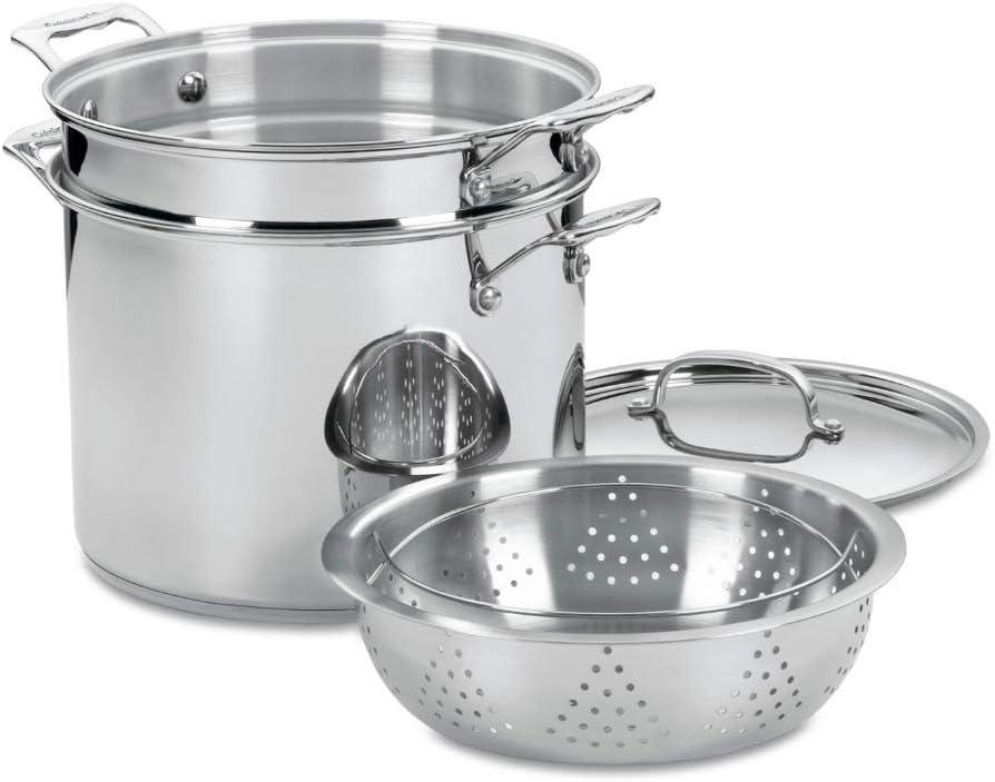 Cuisinart 4-Piece Cookware Set, 12 Quarts, Chef's Classic Stainless Steel Pasta/Steamer, 77-412P1 (11.6 Quarts) Cuisinart 4-Piece Cookware Set, 12 Quarts, Chef's Classic Stainless Steel Pasta/Steamer, 77-412P1 (11.6 Quarts)