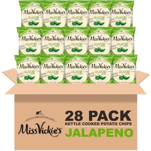 Miss Vickie's Kettle Cooked Potato Chips, Jalapeno, 1.375 Ounce (Pack of 28) (EXP 07/28/26)