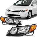 SCITOO Headlight Assembly Fit for Honda Civic 2006-2011 Pair Headlamps OE:33151SNAA02