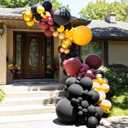 Black Burgundy Gold Balloons Garland Kit Burgundy Maroon Black Metallic Confetti Balloon Arch with Gold Long Balloon Star Foil Balloons for Halloween Birthday Baby Shower Party Decor