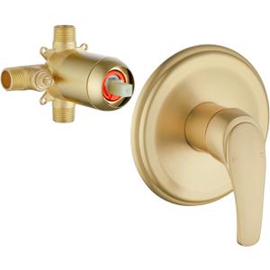 Wall Mount Rough-In Valve Shower Valves Shower Faucet Bathroom Trim Kit Single Handle Tub Shower Valve Mixer Brushed Gold