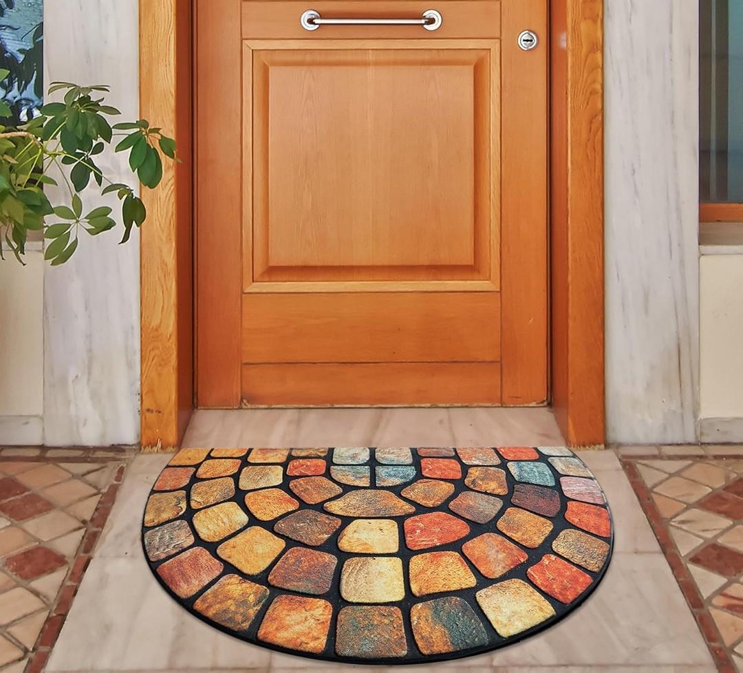 ubdyo Welcome in Style Front Door Mat - Low Pile Front Door Mat Outside Entrance - Muddy Dirt Trapping Welcome Matt Outdoor - Rubber Backing Anti Slip Indoor Doormat Entrance, 29" x 17"